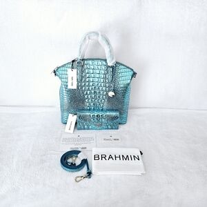 NWT Brahmin AQUA POTION Large Duxbury Satchel w/Veronica Wallet